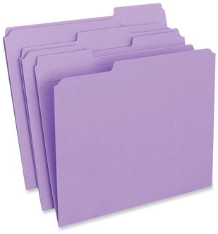 Universal® Reinforced Top-Tab File Folders 1/3-Cut Tabs: Assorted, Letter Size, 1" Expansion, Violet, 100/Box