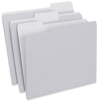 Universal® Top Tab File Folders 1/3-Cut Tabs: Assorted, Letter Size, 0.75" Expansion, Gray, 100/Box