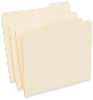 Universal® Top Tab File Folders Reinforced 1/3-Cut Tabs: Assorted, Letter Size, 0.75" Expansion, Manila, 250/Carton