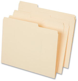 Universal® Top Tab File Folders 1/3-Cut Tabs: Assorted, Letter Size, 0.75" Expansion, Manila, 50/Box