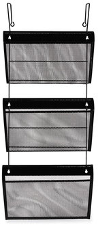Universal® Deluxe Mesh Three-Pack Wall Files 3 Sections, Letter Size, 14.13" x 3.38" 8.5", Black