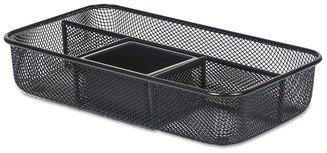 Universal® Metal Mesh Organizer Tray Four Compartments, 10.63 x 6 2, Black