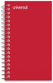 Universal® Wirebound Memo Book Narrow Rule, Red Cover, (50) 5 x 3 Sheets, 12/Pack