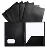 A Picture of product UNV-20540 Universal® Two-Pocket Plastic Folders 100-Sheet Capacity, 11 x 8.5, Black, 10/Pack