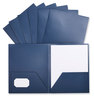 A Picture of product UNV-20541 Universal® Two-Pocket Plastic Folders 100-Sheet Capacity, 11 x 8.5, Navy Blue, 10/Pack