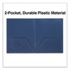 A Picture of product UNV-20541 Universal® Two-Pocket Plastic Folders 100-Sheet Capacity, 11 x 8.5, Navy Blue, 10/Pack