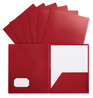 A Picture of product UNV-20543 Universal® Two-Pocket Plastic Folders 100-Sheet Capacity, 11 x 8.5, Red, 10/Pack