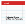 A Picture of product UNV-20630 Universal® Perforated Ruled Writing Pads Wide/Legal Rule, Red Headband, 50 White 8.5 x 11.75 Sheets, Dozen