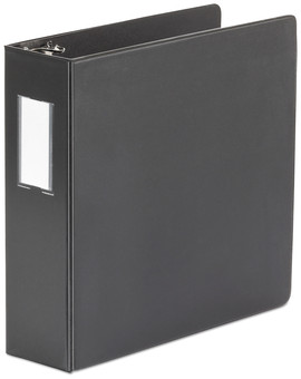 Universal® Deluxe Non-View D-Ring Binder with Label Holder 3 Rings, 3" Capacity, 11 x 8.5, Black