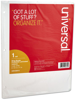 Universal® Deluxe Write-On/Erasable Tab Index 5-Tab, 11 x 8.5, White, Tabs, 1 Set