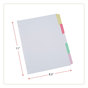 A Picture of product UNV-20816 Universal® Deluxe Write-On/Erasable Tab Index 5-Tab, 11 x 8.5, White, Assorted Tabs, 1 Set