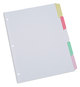 A Picture of product UNV-20816 Universal® Deluxe Write-On/Erasable Tab Index 5-Tab, 11 x 8.5, White, Assorted Tabs, 1 Set