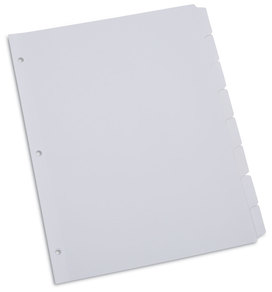 Universal® Deluxe Write-On/Erasable Tab Index 8-Tab, 11 x 8.5, White, Tabs, 1 Set