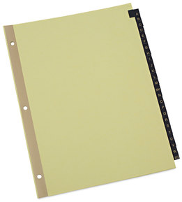 Universal® Deluxe Preprinted Simulated Leather Tab Dividers with Gold Printing 25-Tab, A to Z, 11 x 8.5, Buff, 1 Set