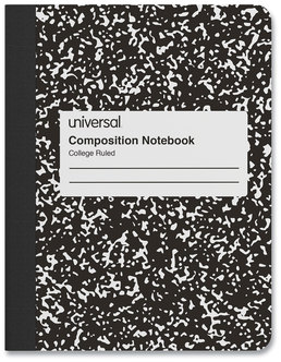 Universal® Composition Book Medium/College Rule, Black Marble Cover, (100) 9.75 x 7.5 Sheets