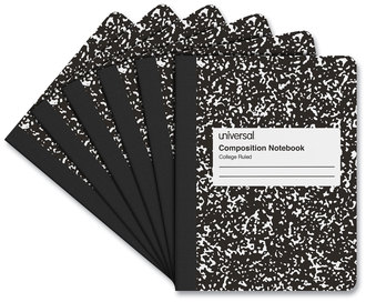 Universal® Composition Book Medium/College Rule, Black Marble Cover, (100) 9.75 x 7.5 Sheets, 6/Pack