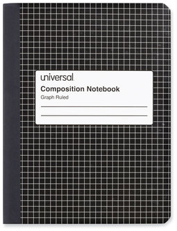 Universal® Quad Rule Composition Book Quadrille (4 sq/in), Black Marble Cover, (100) 9.75 x 7.5 Sheets