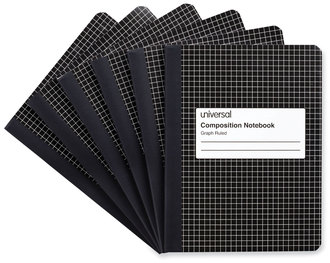 Universal® Quad Rule Composition Book Quadrille (4 sq/in), Black Marble Cover, (100) 9.75 x 7.5 Sheets, 6/Pack