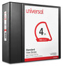 A Picture of product UNV-20995 Universal® Slant D-Ring View Binder 3 Rings, 4" Capacity, 11 x 8.5, Black