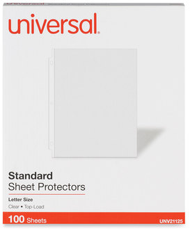 Universal® Standard Sheet Protector Top-Load Poly Protectors, Letter, Clear, 100/Box