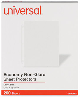 Universal® Standard Sheet Protector Top-Load Poly Protectors, Nonglare, Economy, Letter, 200/Box