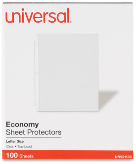 Universal® Standard Sheet Protector Top-Load Poly Protectors, Economy, Letter, 100/Box