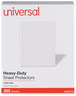 Universal® Deluxe Heavy Sheet Protector Top-Load Poly Protectors, Gauge, Letter Size, Clear, 200/Pack