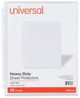 Universal® Deluxe Heavy Sheet Protector Side-Load Poly Protectors, Gauge, Letter Size, Clear, 25/Pack