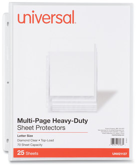 Universal® Deluxe Heavy Sheet Protector Top-Load Poly Protectors, Gauge, Letter Size, Clear, 25/Pack