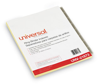 Universal® Insertable Tab Index 8-Tab, 11 x 8.5, Buff, Clear Tabs, 6 Sets