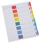 A Picture of product UNV-24802 Universal® Deluxe Table of Contents Dividers for Printers 8-Tab, 1 to 8; Of 11 x 8.5, White, 6 Sets