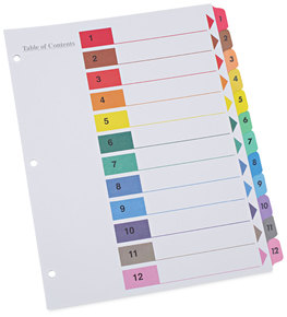 Universal® Deluxe Table of Contents Dividers for Printers 12-Tab, 1 to 12; Of 11 x 8.5, White, 6 Sets