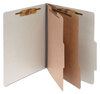 A Picture of product ACC-15056 ACCO Pressboard Classification Folders 3" Expansion, 2 Dividers, 6 Fasteners, Letter Size, Mist Gray Exterior, 10/Box