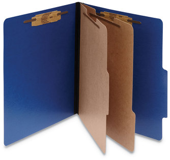 ACCO ColorLife® PRESSTEX® Classification Folders 3" Expansion, 2 Dividers, 6 Fasteners, Letter Size, Dark Blue Exterior, 10/Box