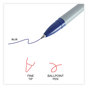A Picture of product UNV-27421 Universal™ Ballpoint Stick Pen Fine 0.7 mm, Blue Ink, Gray/Blue Barrel, Dozen