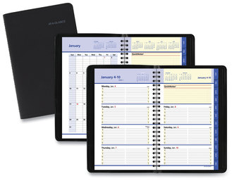 AT-A-GLANCE® QuickNotes® Weekly/Monthly Appointment Book Weekly Block Format 8.5 x 5.5, Black Cover, 12-Month (Jan to Dec): 2024