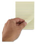 A Picture of product UNV-28073 Universal® Recycled Self-Stick Note Pads Ruled, 4" x 6", Yellow, 100 Sheets/Pad, 12 Pads/Pack