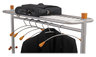A Picture of product ABA-PMLUX6 Alba™ Lux Garment Rack Racks, Two-Sided, 2-Shelf Coat 6 Hanger/6 Hook, 44.8w x 21.67d 70.8h, Silver/Wood