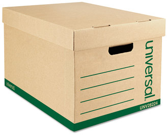 Universal® Recycled Heavy-Duty Record Storage Box Letter/Legal Files, Kraft/Green, 12/Carton