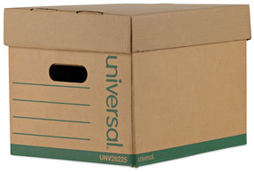 Universal® Professional-Grade Heavy-Duty Storage Boxes Letter/Legal Files, Kraft/Green, 12/Carton