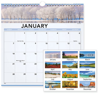 AT-A-GLANCE® Landscape Monthly Wall Calendar Landscapes Photography, 12 x White/Multicolor Sheets, 12-Month (Jan to Dec): 2024