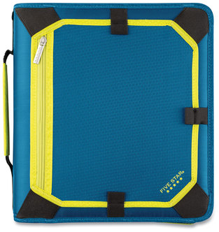 Five Star® Zipper Binder 3 Rings, 2" Capacity, 11 x 8.5, Teal/Yellow Accents