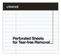 A Picture of product UNV-30630 Universal® Premium Ruled Writing Pads with Heavy Duty Back Heavy-Duty Wide/Legal Rule, Black Headband, 50 White 8.5 x 11 Sheets, 6/Pack
