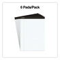 A Picture of product UNV-30630 Universal® Premium Ruled Writing Pads with Heavy Duty Back Heavy-Duty Wide/Legal Rule, Black Headband, 50 White 8.5 x 11 Sheets, 6/Pack