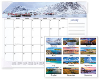AT-A-GLANCE® Seascape Panoramic Desk Pad Photography, 22 x 17, White Sheets, Clear Corners, 12-Month (Jan-Dec): 2024