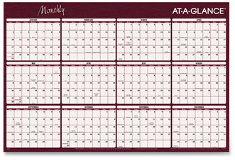 AT-A-GLANCE® Reversible Horizontal Erasable Wall Planner 48 x 32, Assorted Sheet Colors, 12-Month (Jan to Dec): 2024
