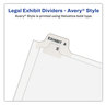 A Picture of product AVE-01020 Avery® Preprinted Style Legal Dividers Exhibit Side Tab Index 10-Tab, 20, 11 x 8.5, White, 25/Pack, (1020)