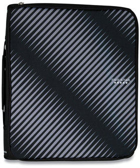 Five Star® Zipper Binder 3 Rings, 2" Capacity, 11 x 8.5, Black/Gray Zebra Print Design
