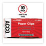 A Picture of product ACC-72585 ACCO Paper Clips Jumbo, Nonskid, Silver, 100 Clips/Box, 10 Boxes/Pack