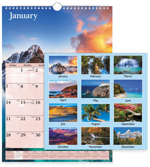 AT-A-GLANCE® Scenic Monthly Wall Calendar Landscape Photography, 12 x 17, White/Multicolor Sheets, 12-Month (Jan to Dec): 2024